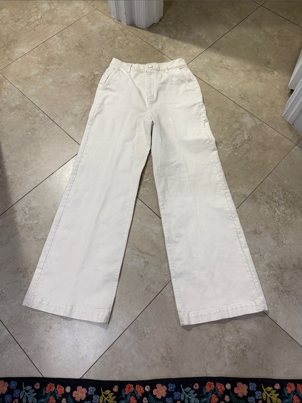 Ann Taylor Wide-Leg Off-White Jeans